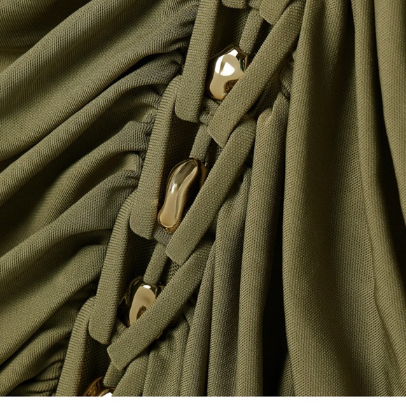 Cult Gaia Olive Ruched Midi Dress - Picture 5 of 11